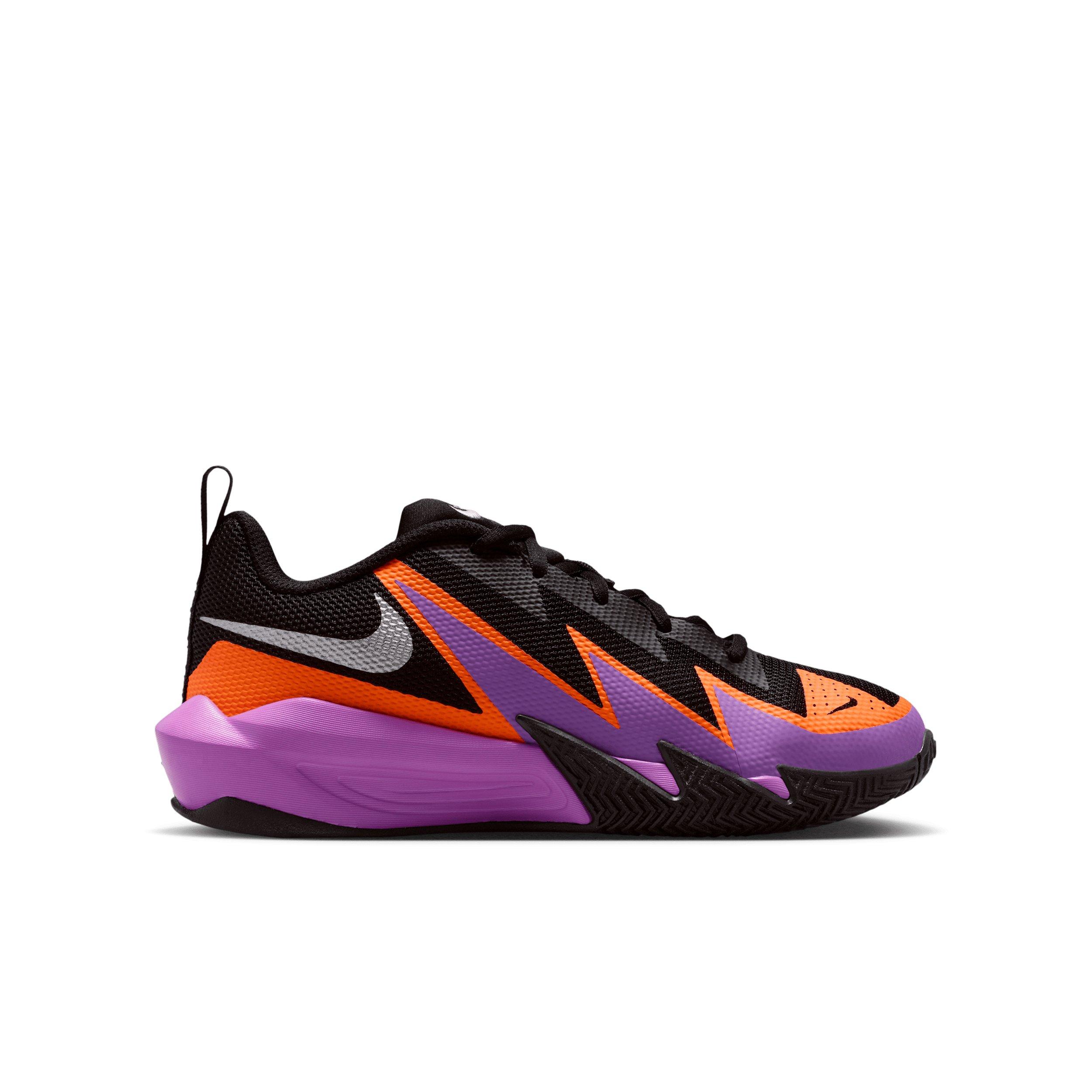 Nike S.T. Dynamite "Black/Bright Violet/Total Orange/Silver" Grade School Boys' Basketball Shoe - BLACK/VIOLET/ORANGE/SILVER
